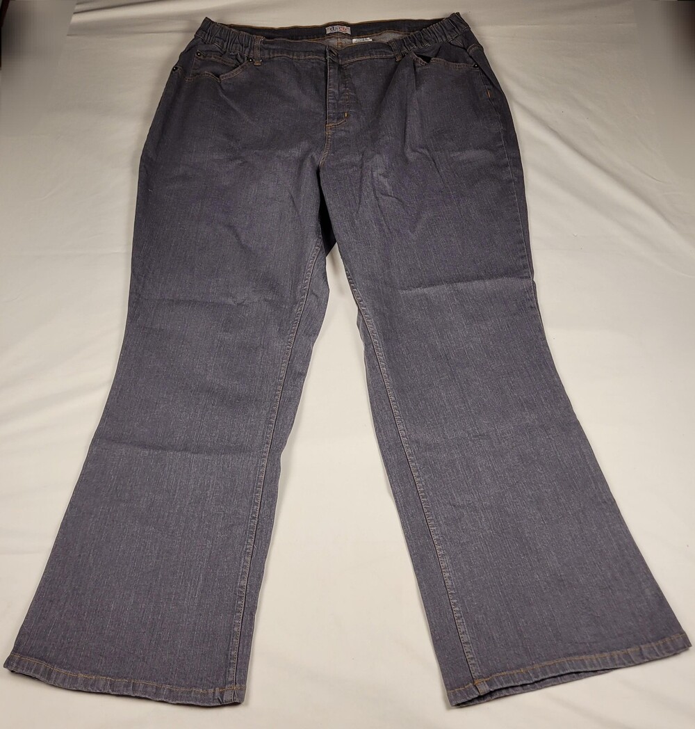 Denim & Co Jeans Womens 2X Plus Blue Wide Leg High Rise Stretch Elastic Waist